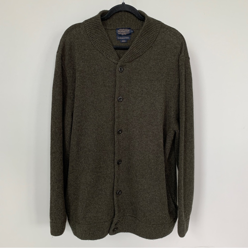 Pendleton Green Button Down Cardigan Sweater Size… - image 1
